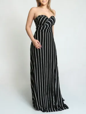 Black Striped Multi Style Convertible Maxi Dress