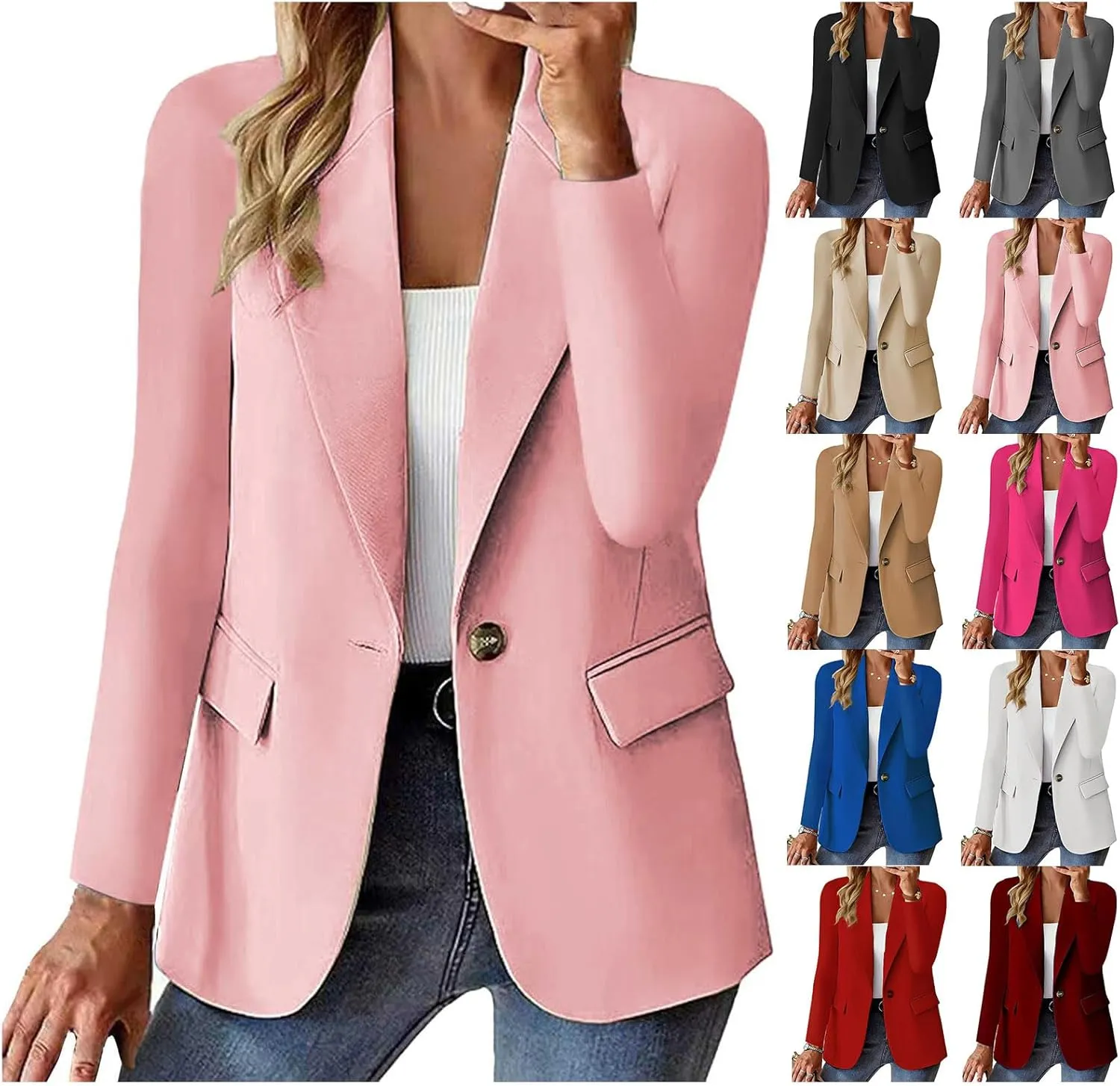 Blazers for Women Business Lapel Collar Long Sleeve Jacket Suit Blazer Work Office Suit Jackets Fashion Elegant Coat