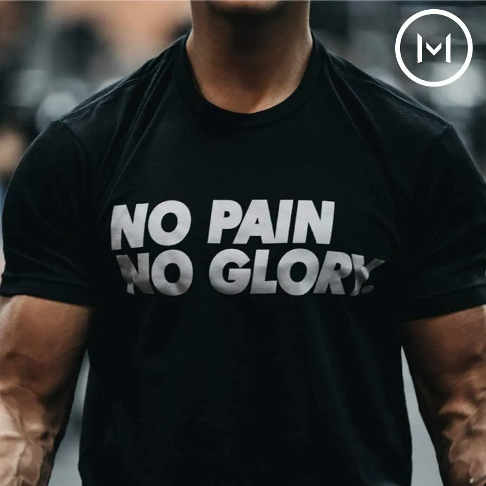 Bodybuilding Shirts for Men - Motivational Gym Muscle Black Tshirt for Workout - Snug Athletic Fit - 100% Cotton Material