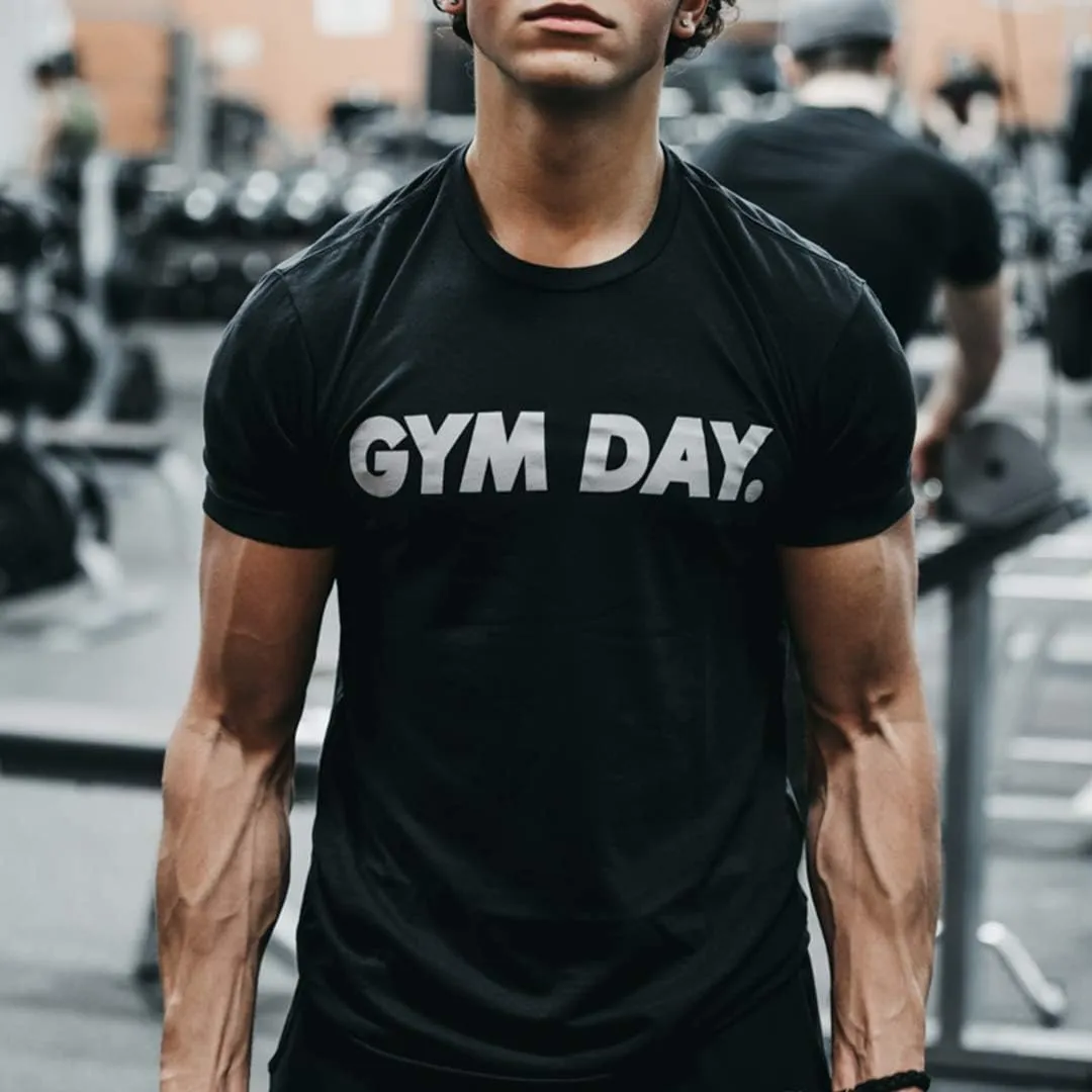 Bodybuilding Shirts for Men - Motivational Gym Muscle Black Tshirt for Workout - Snug Athletic Fit - 100% Cotton Material