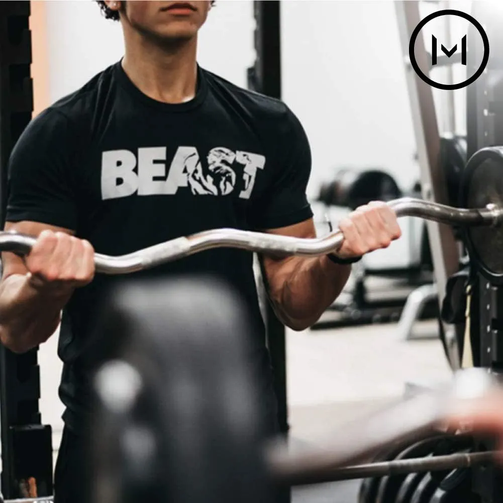 Bodybuilding Shirts for Men - Motivational Gym Muscle Black Tshirt for Workout - Snug Athletic Fit - 100% Cotton Material