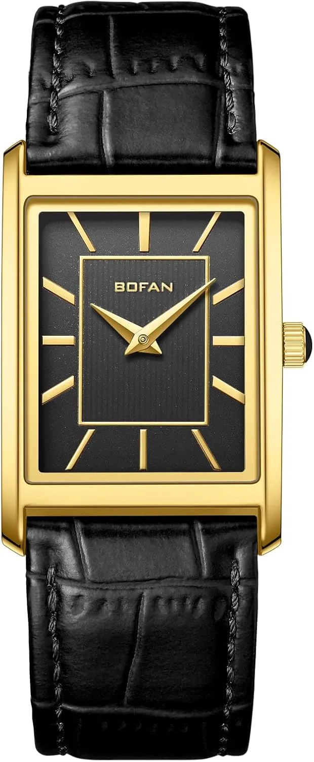 BOFAN Men's Watches,Minimalist Fashion Simple Wrist Watch Analog Quartz with Comfortable Breathable Leather Strap,Waterproof