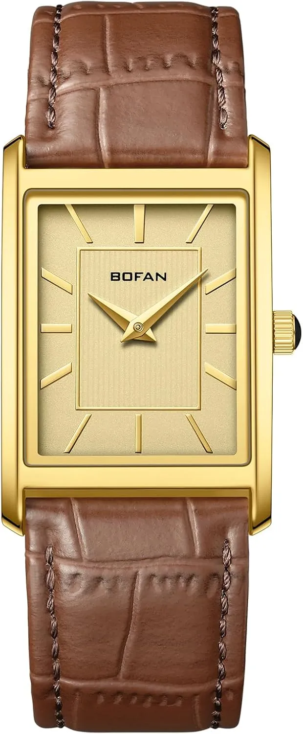 BOFAN Men's Watches,Minimalist Fashion Simple Wrist Watch Analog Quartz with Comfortable Breathable Leather Strap,Waterproof