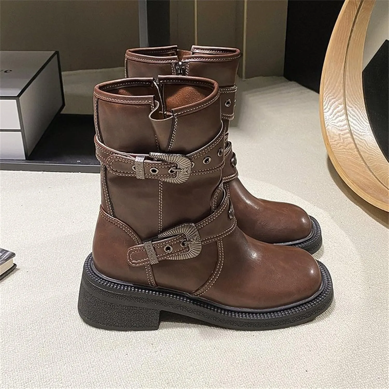 Boots Women Sexy Ankle Boots for Women Goth Boots Dark Brown Womens Boots Ankle Boots for Women No Heel 2024 Women's Black Ankle Boots Low Heel