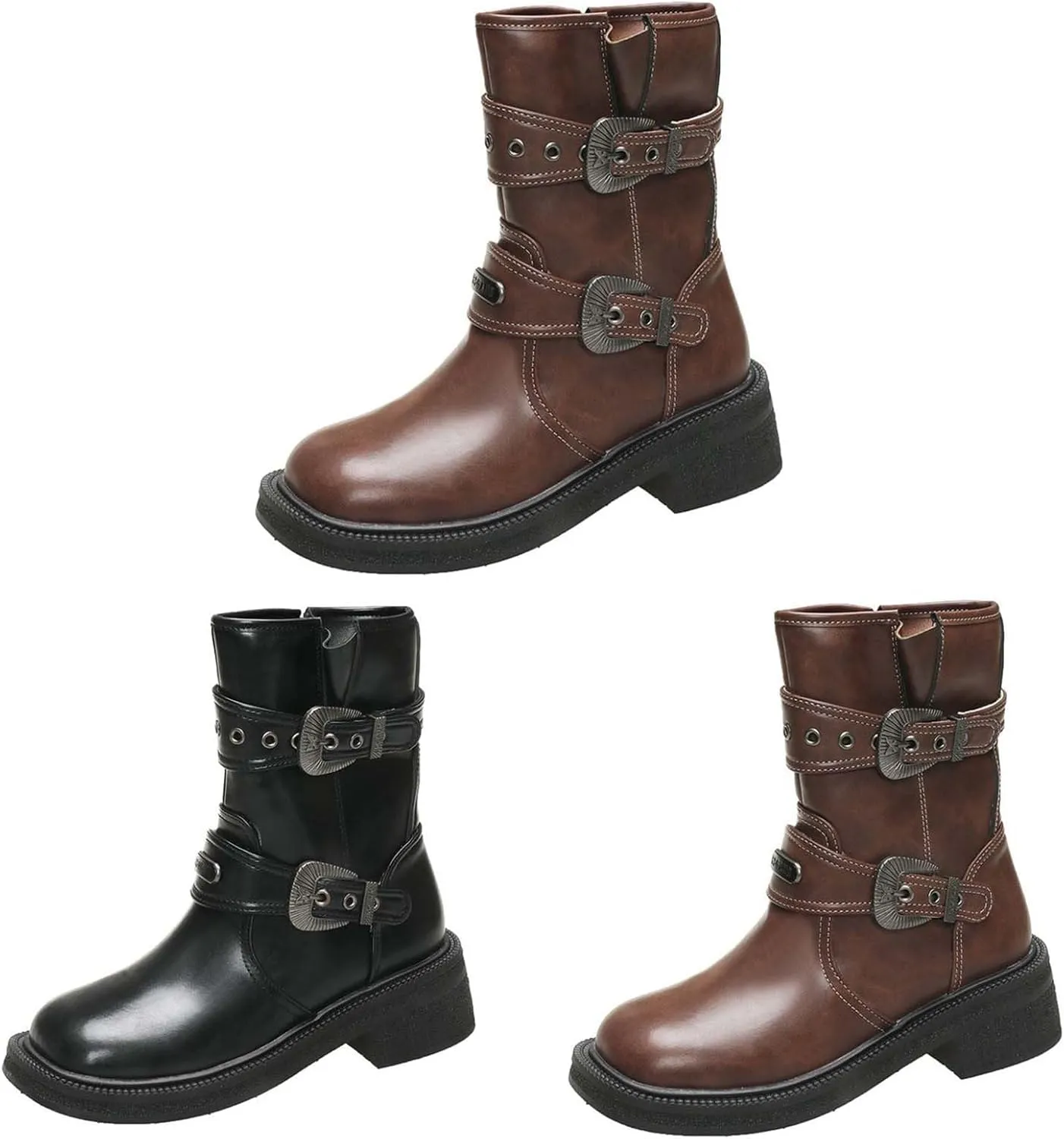 Boots Women Wide Ankle Boots for Women Gold Booties for Women Black Heels for Women Chunky Heel Womens Booties and Ankle Boots Leather Low Heel Ankle Boot