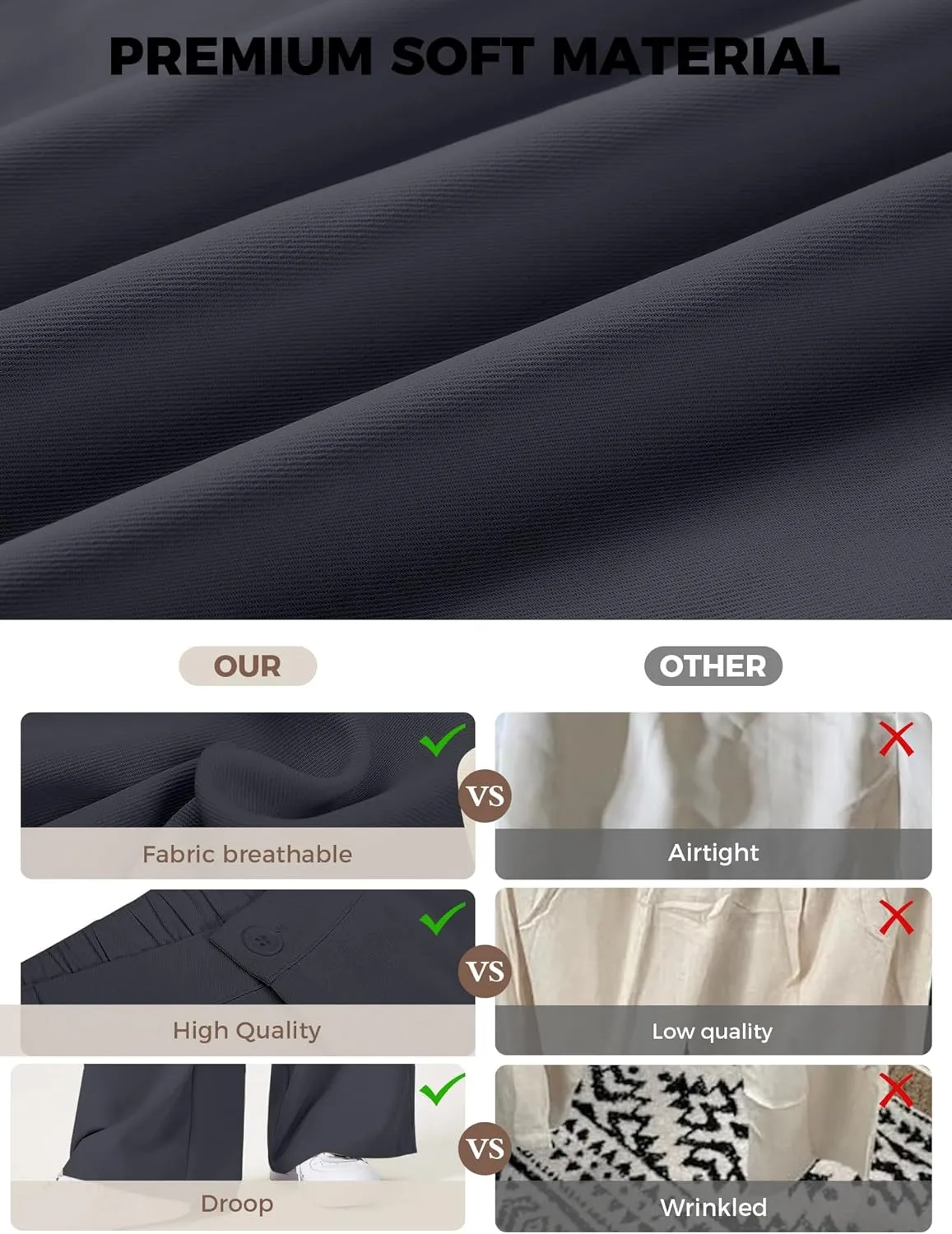 Buauty Wide Leg Dress Pants High Waisted Business Work Casual Pants Suit Long Straight Trousers Dressy Outfits Slacks