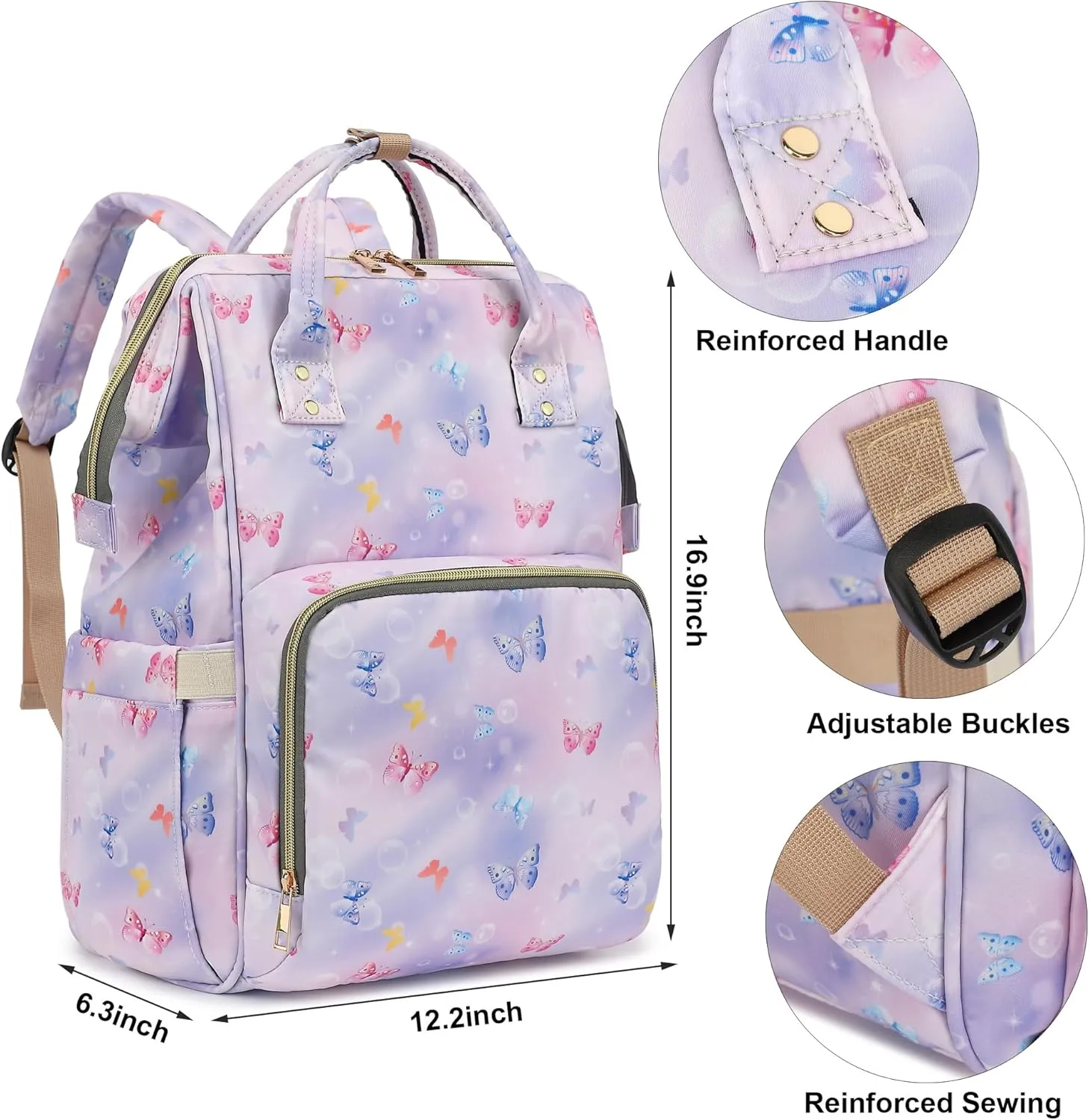 Butterfly Women Laptop Backpack, College School Backpack Bookbag 15.6 Inch Computer Backpacks for Work Business Travel