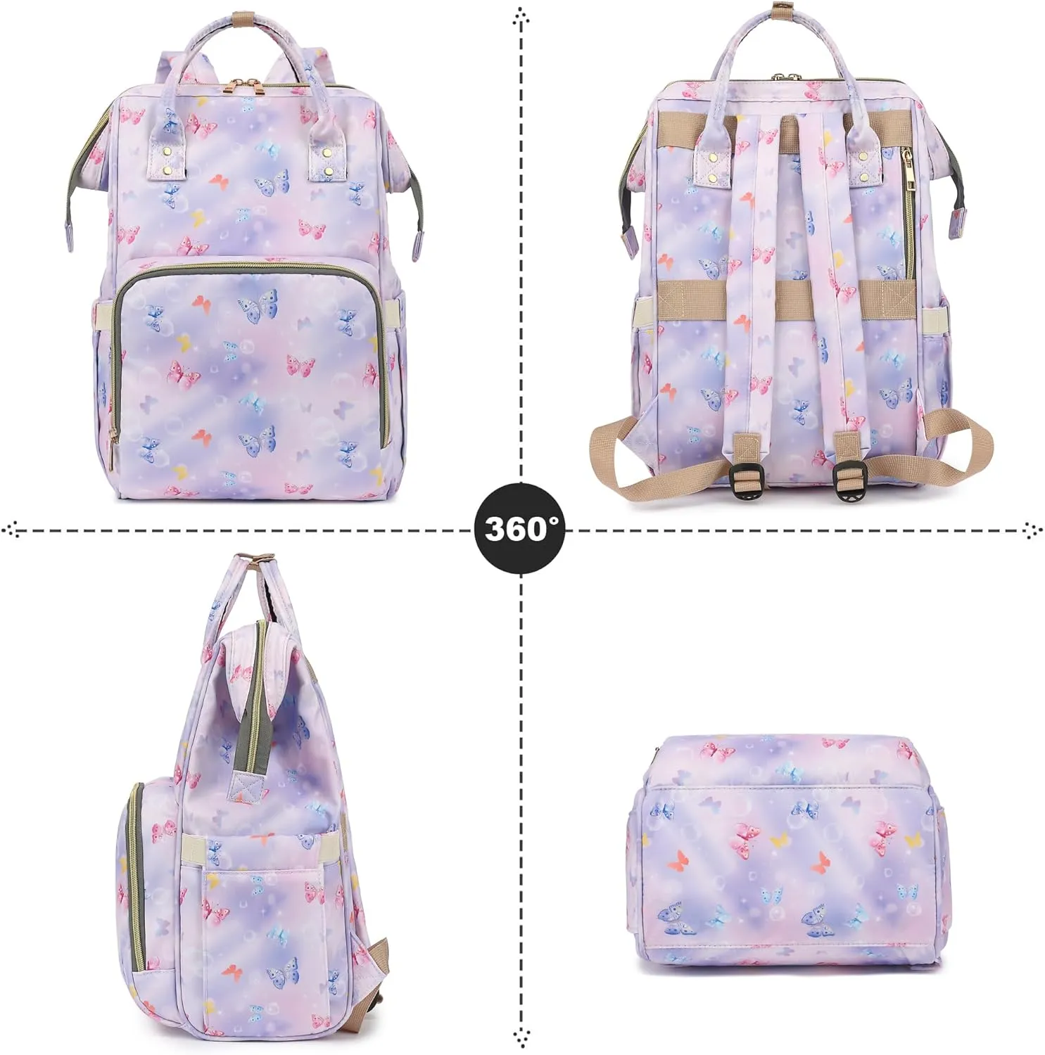 Butterfly Women Laptop Backpack, College School Backpack Bookbag 15.6 Inch Computer Backpacks for Work Business Travel