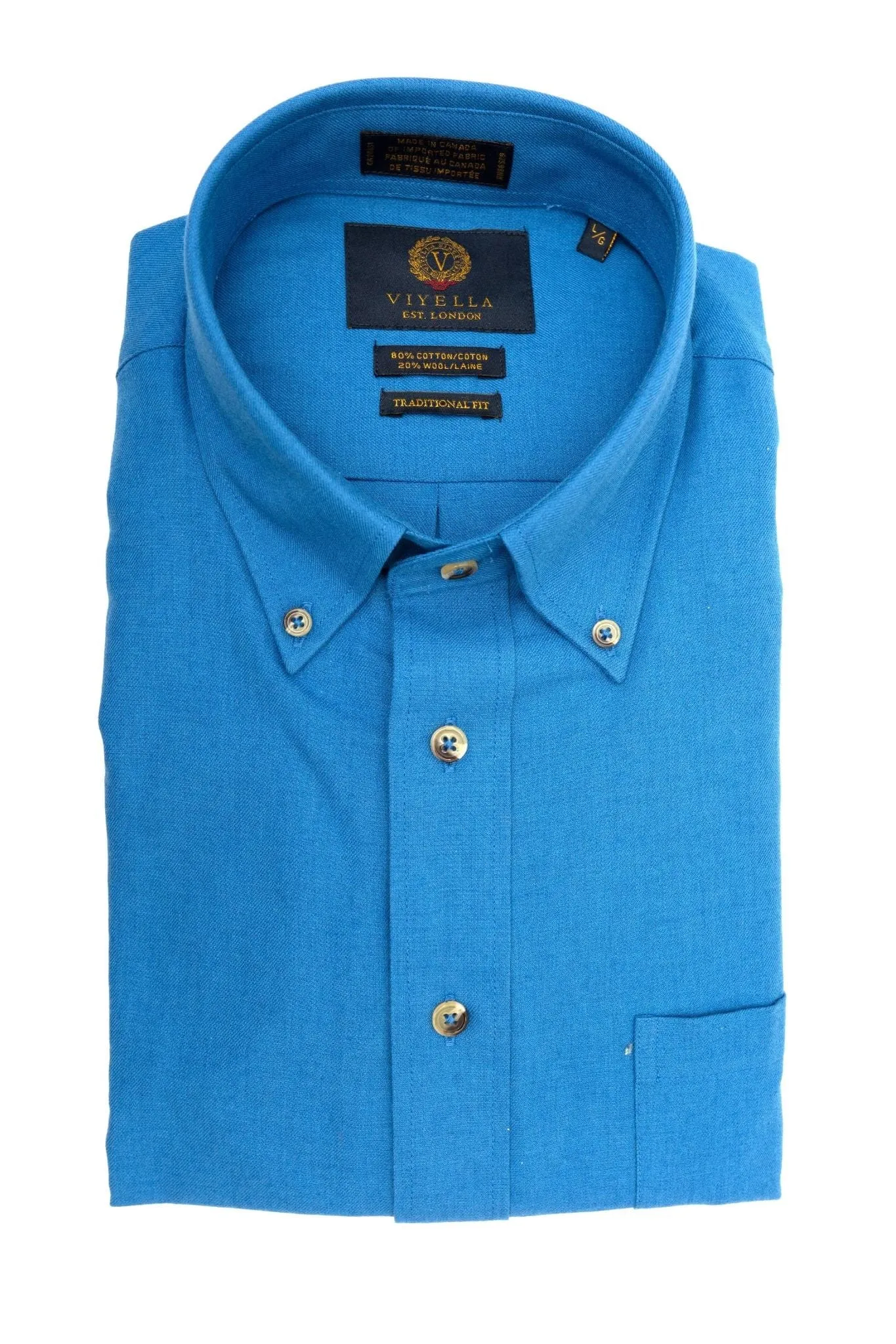 Canadian Made Solid Color Button-Down Collar Classic Sport Shirts 8-Colors