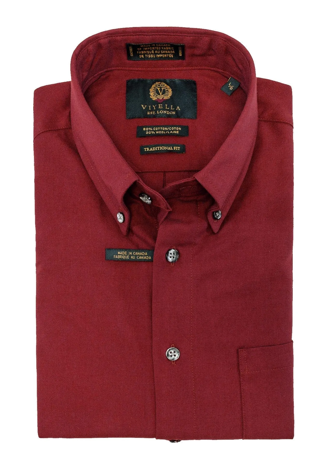 Canadian Made Solid Color Button-Down Collar Classic Sport Shirts 8-Colors