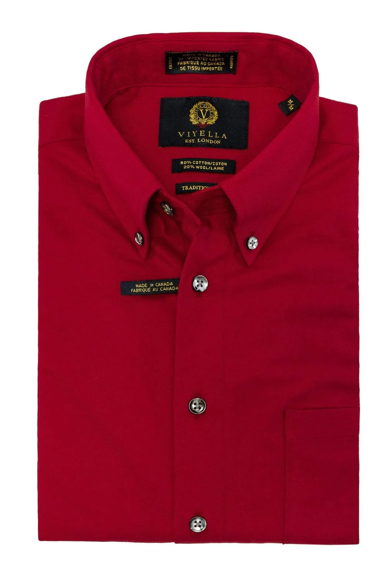 Canadian Made Solid Color Button-Down Collar Classic Sport Shirts 8-Colors