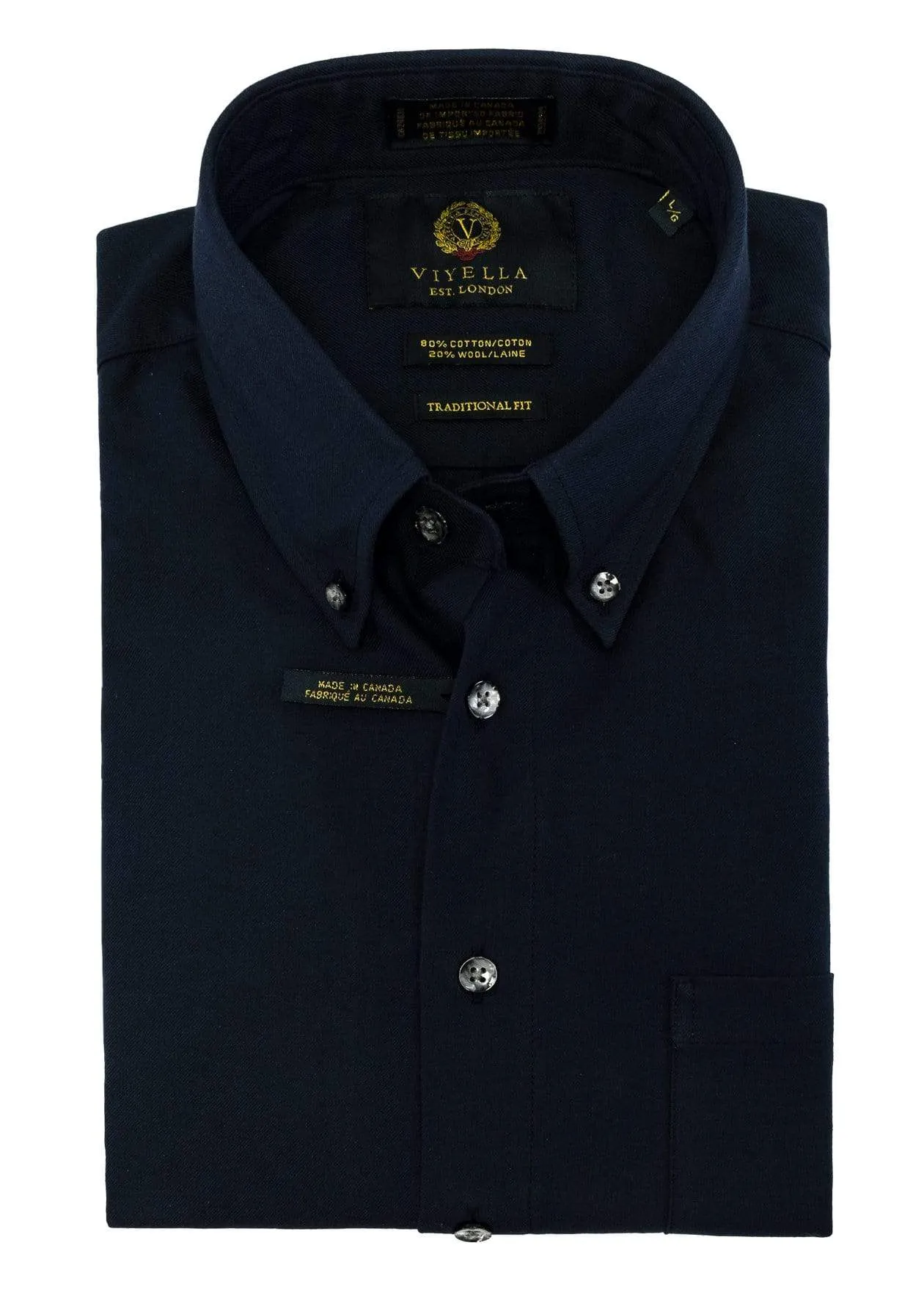 Canadian Made Solid Color Button-Down Collar Classic Sport Shirts 8-Colors