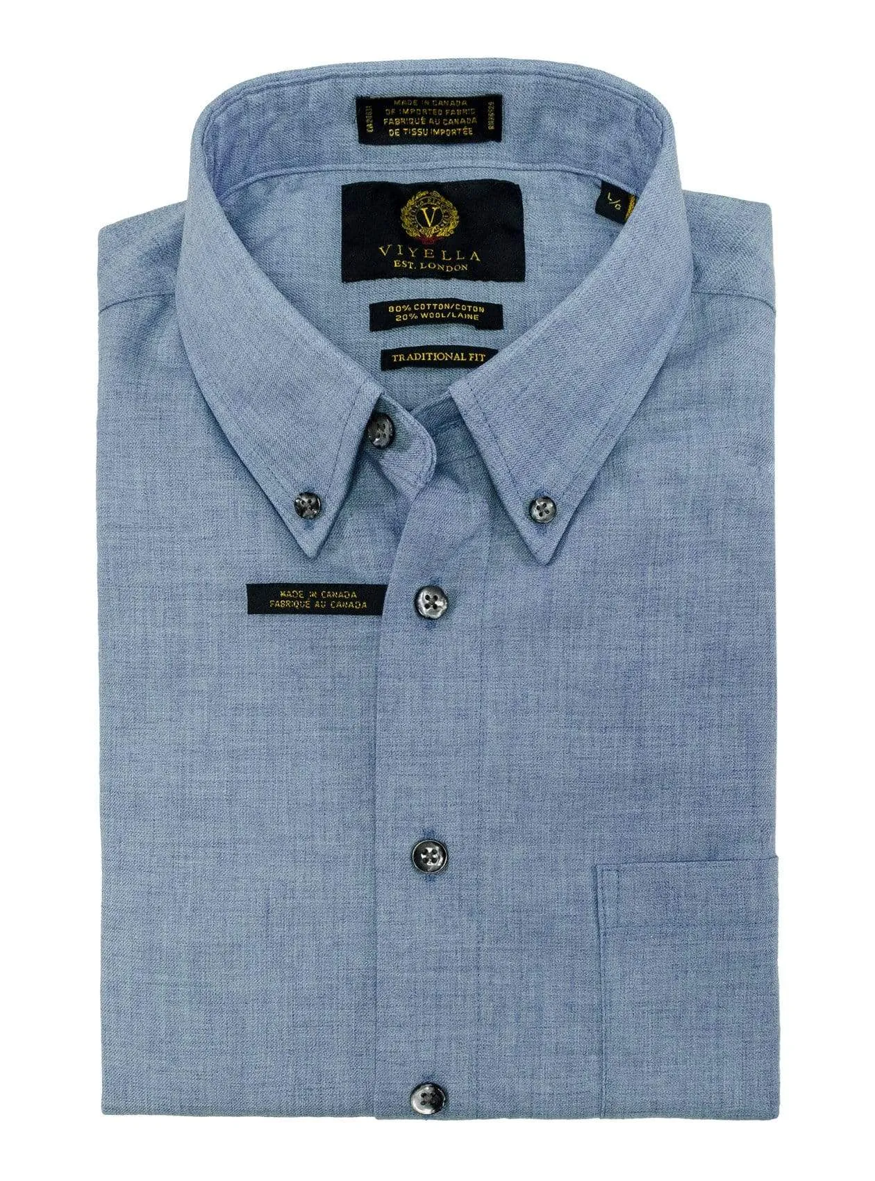 Canadian Made Solid Color Button-Down Collar Classic Sport Shirts 8-Colors