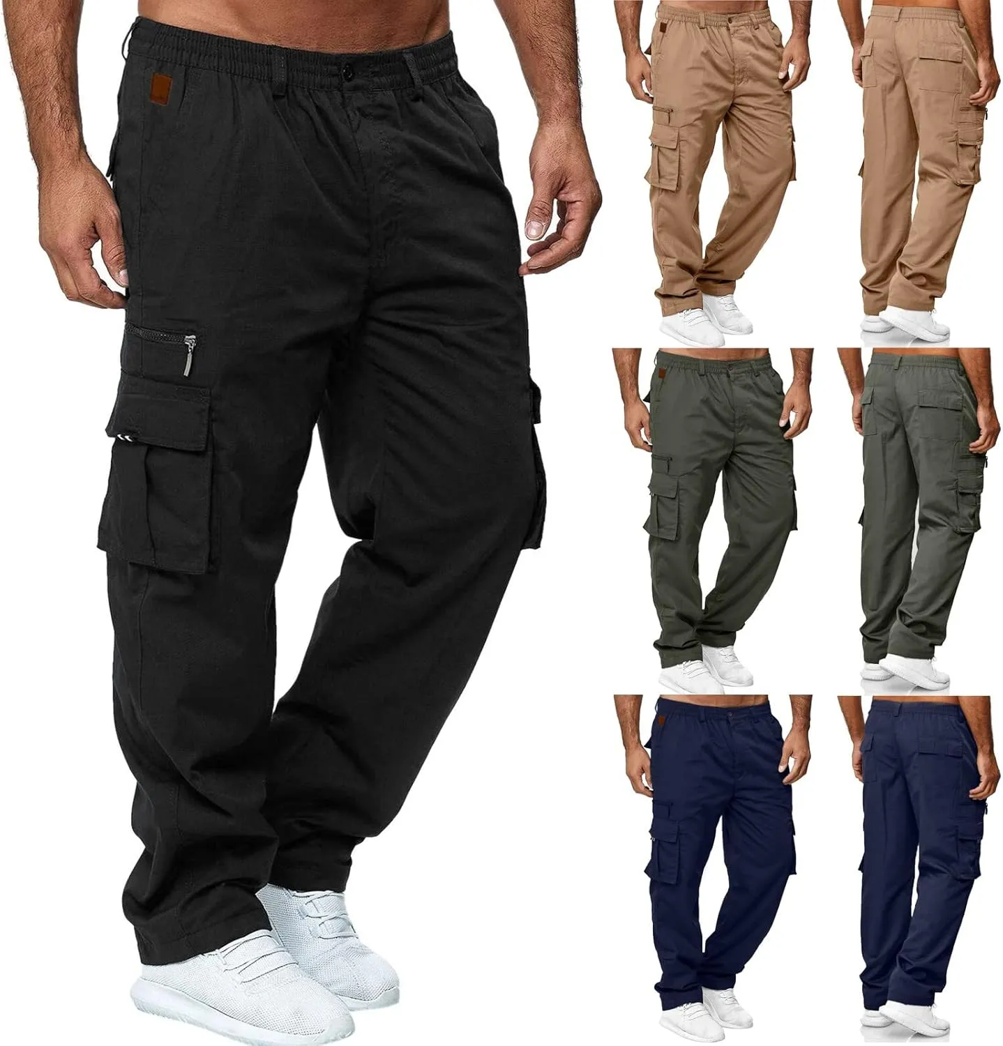 Cargo Pants for Men Big and Tall Sweatpants Fleece Open Bottom Drawstring Big and Tall Elastic Waist Sweatpants Cargo