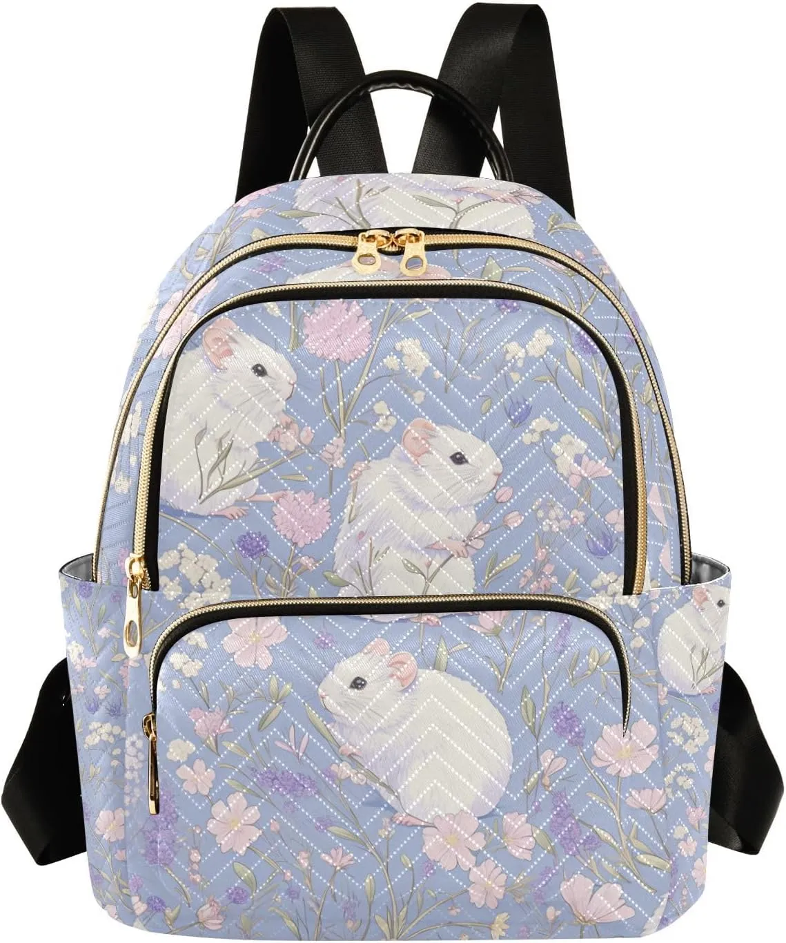 Cartoon Gerbil Light Purple 14 Inch multipurpose college backpacks for women backpack diaper bag for business