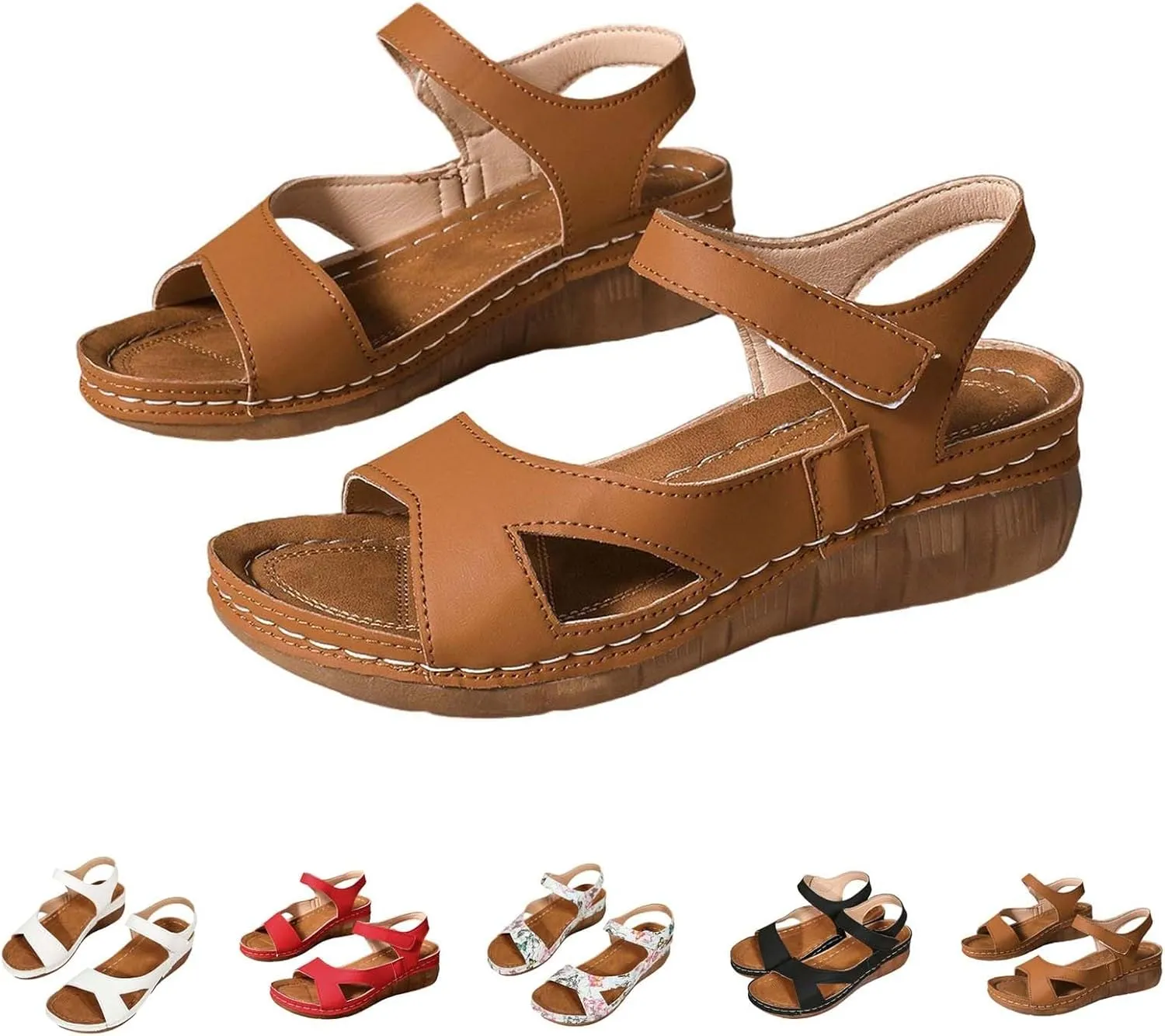 Casual Side Hollow Belt Adhesive Slope Bottom Roman Shoes Summer Fashion Ladies Sandals Walk Pro Sandals for Women