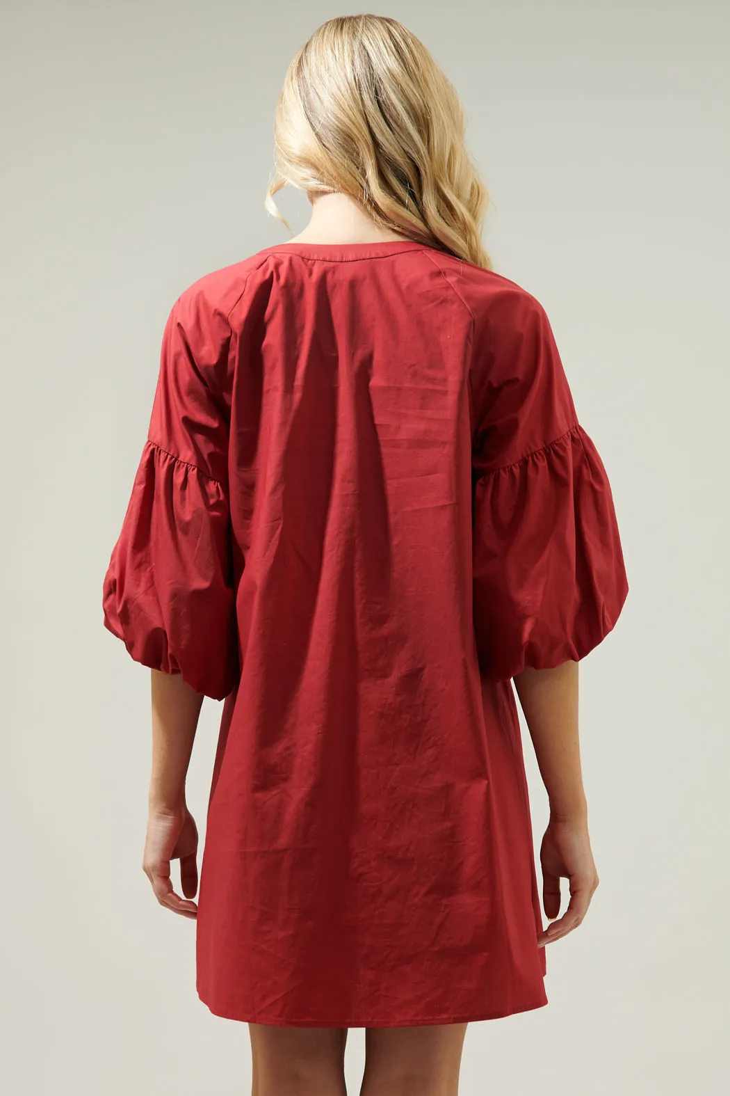 Check Mate Puff Sleeve Shift Dress