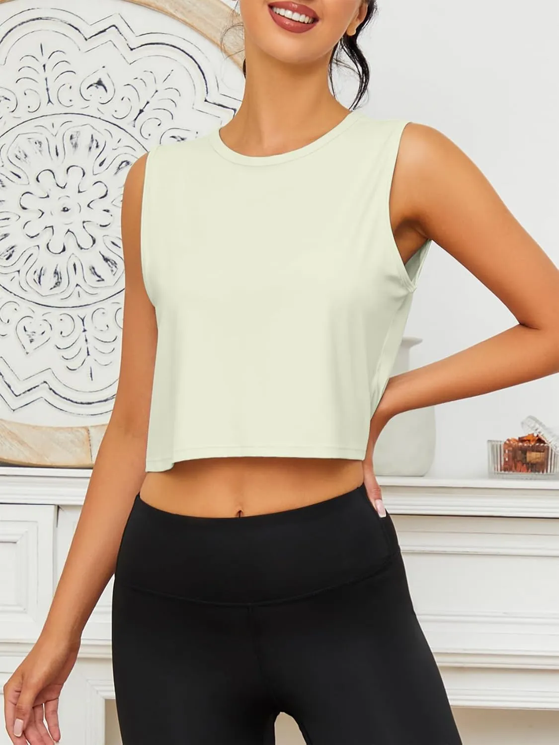 Chilylori Womens Tank Tops Loose Fit Icesilk Workout Tops Sleeveless Crop for Women Workout & Training Crop Top Athletic