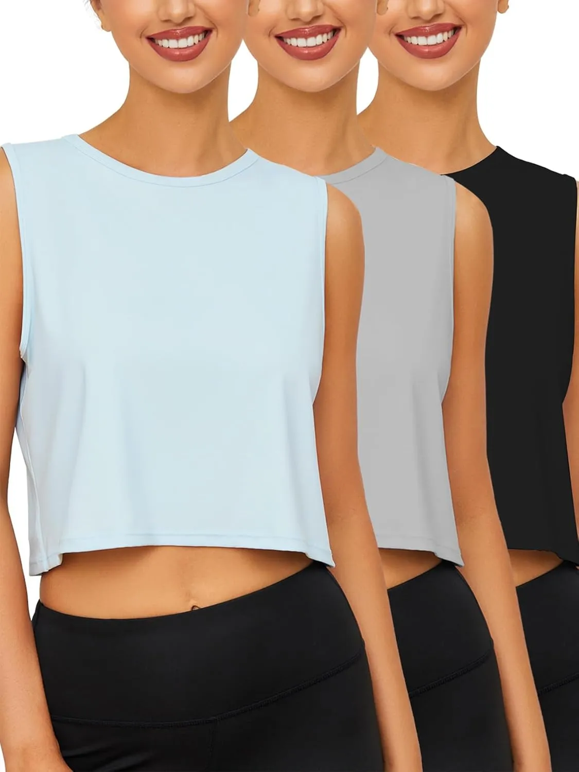 Chilylori Womens Tank Tops Loose Fit Icesilk Workout Tops Sleeveless Crop for Women Workout & Training Crop Top Athletic