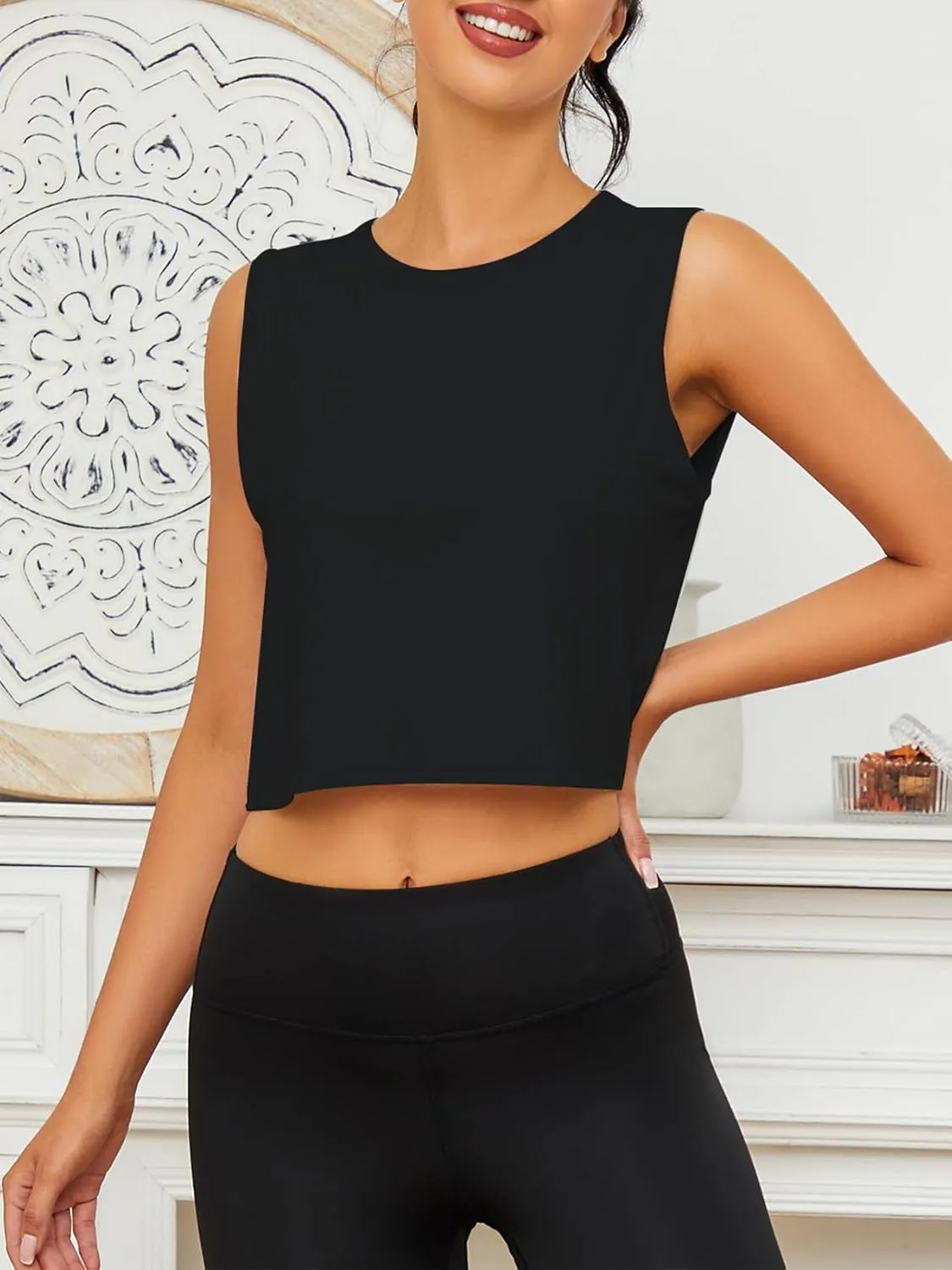 Chilylori Womens Tank Tops Loose Fit Icesilk Workout Tops Sleeveless Crop for Women Workout & Training Crop Top Athletic