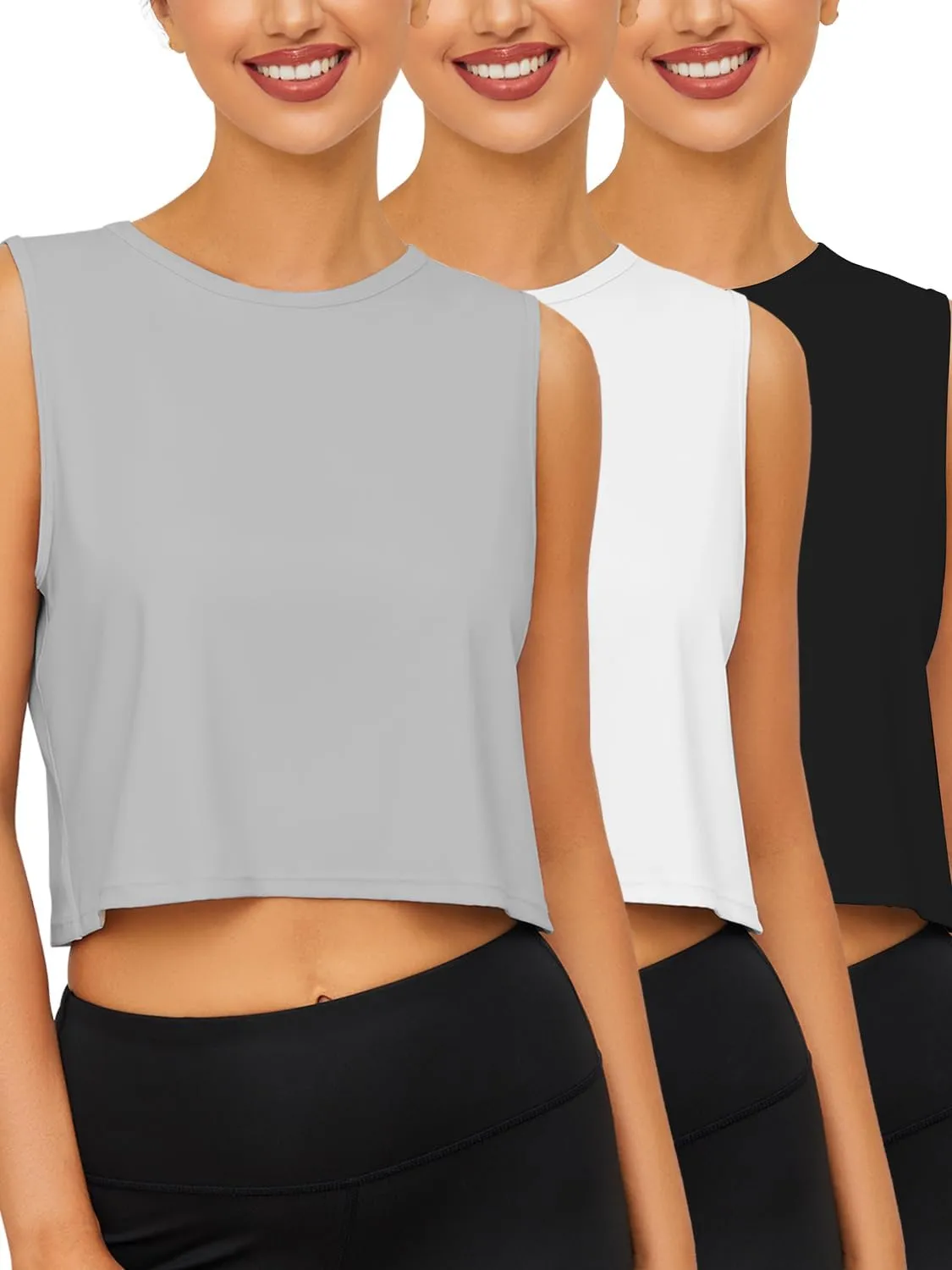 Chilylori Womens Tank Tops Loose Fit Icesilk Workout Tops Sleeveless Crop for Women Workout & Training Crop Top Athletic
