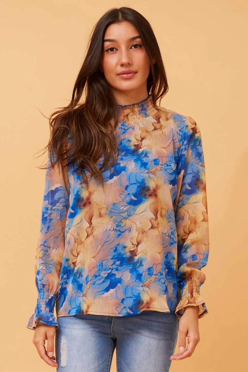 Cilla Blouse Mocha Blue