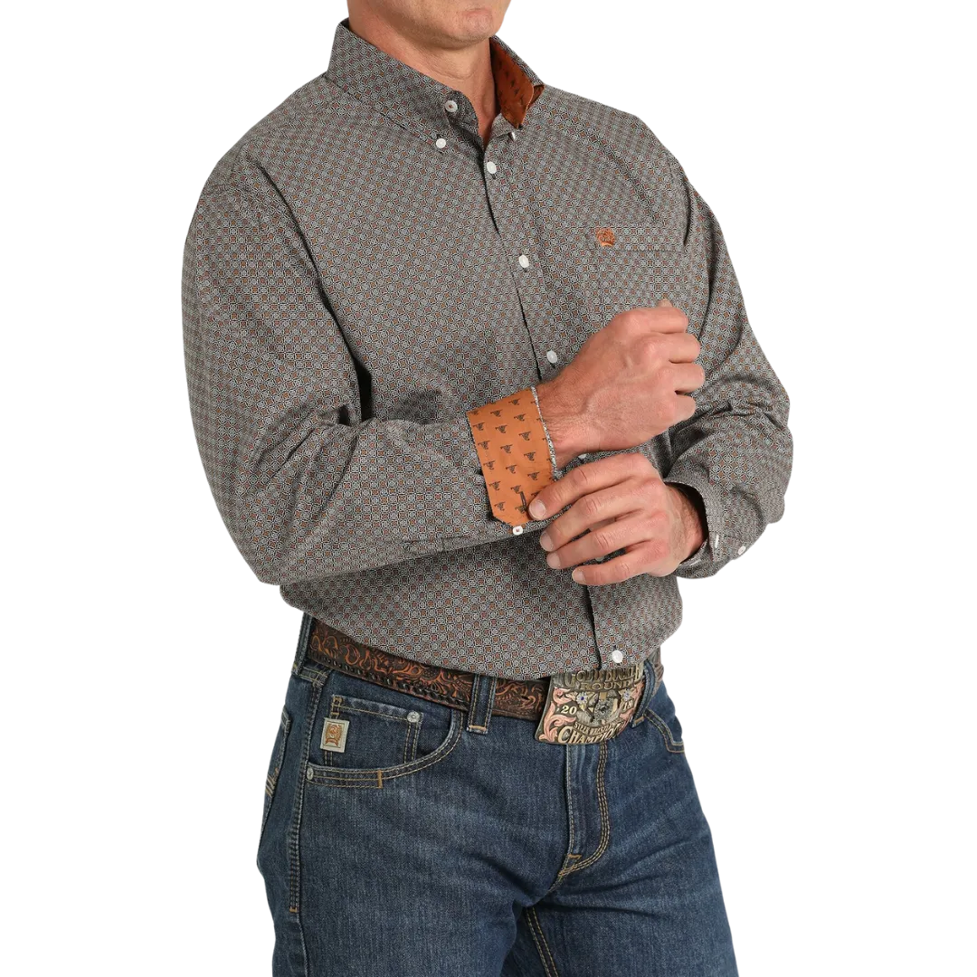 Cinch Men's Geometric Print Brown Shirt