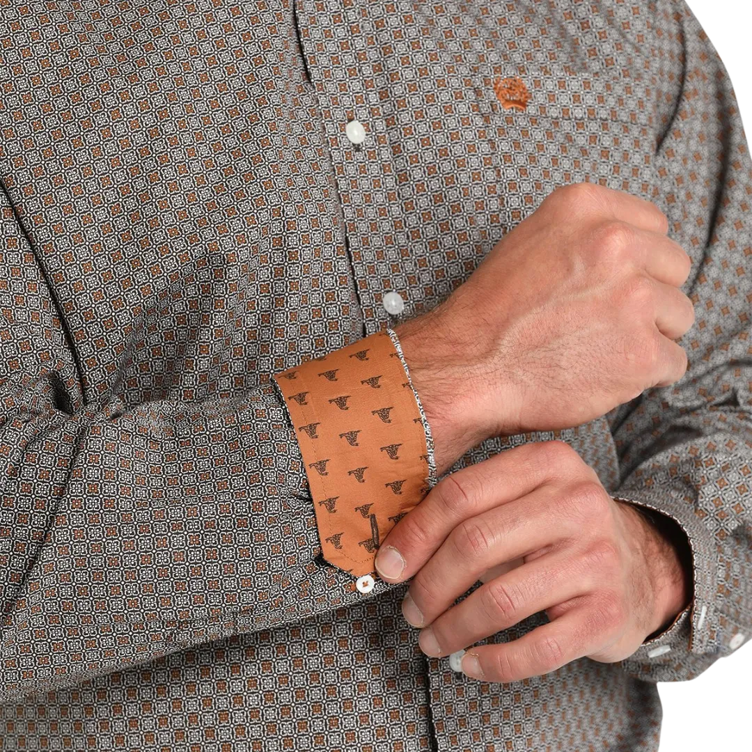 Cinch Men's Geometric Print Brown Shirt