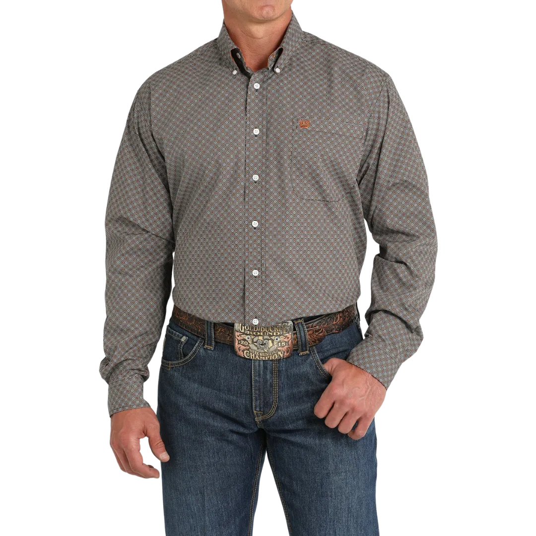 Cinch Men's Geometric Print Brown Shirt