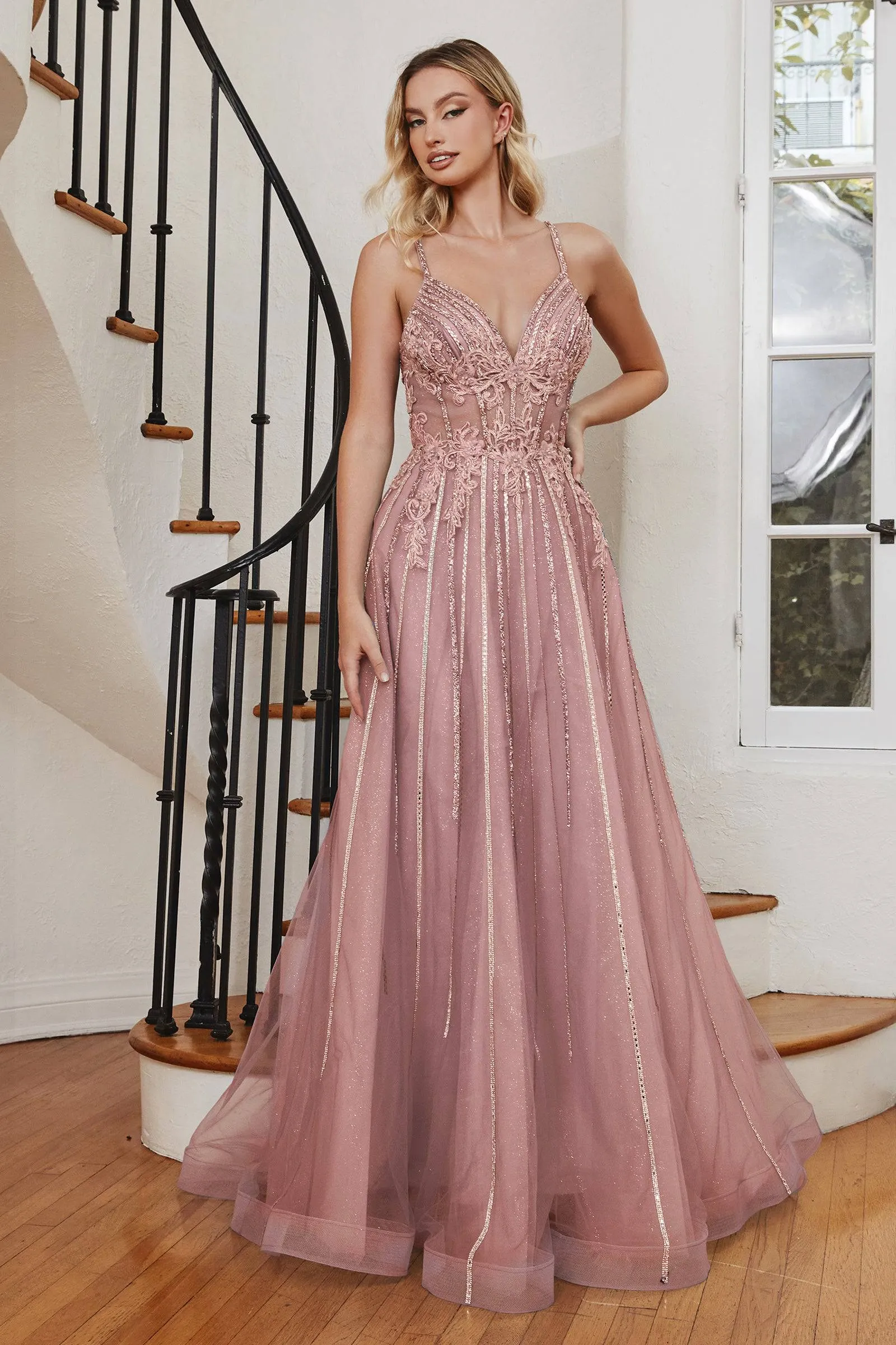 Cinderella Divine CD994 Flowing Sequin Gown
