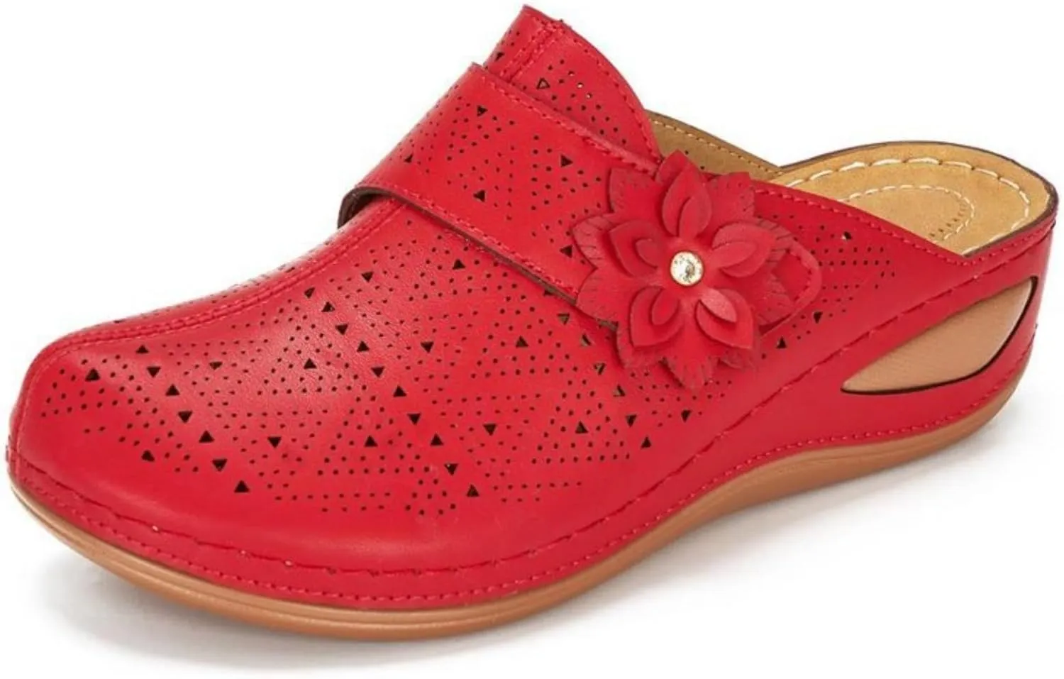 Clogs for Women Mules Shoes Summer Dressy Closed Toe Sandals with Arch Support Backless Low Wedge Slip On Comfortable Walking Shoes