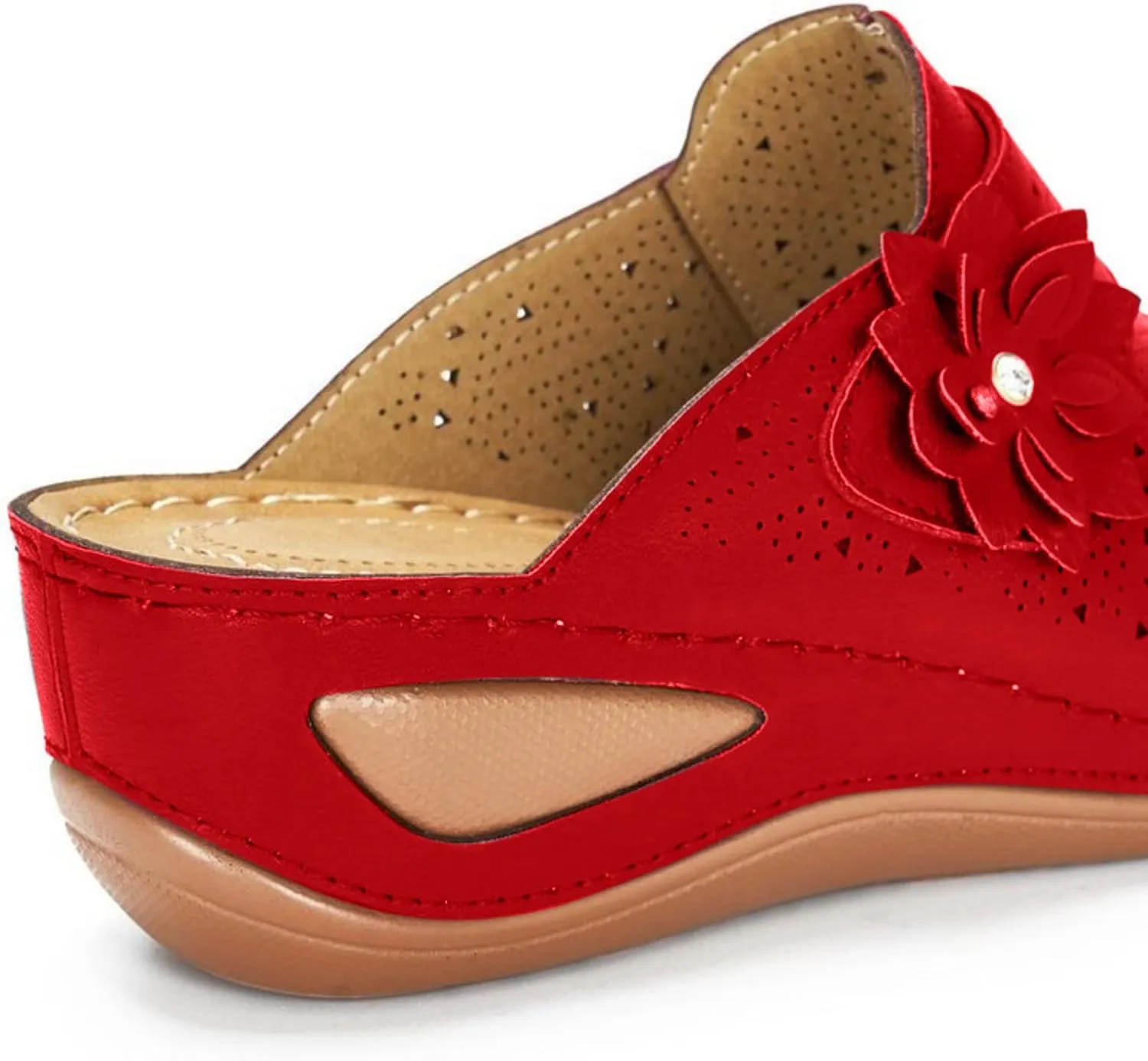 Clogs for Women Mules Shoes Summer Dressy Closed Toe Sandals with Arch Support Backless Low Wedge Slip On Comfortable Walking Shoes