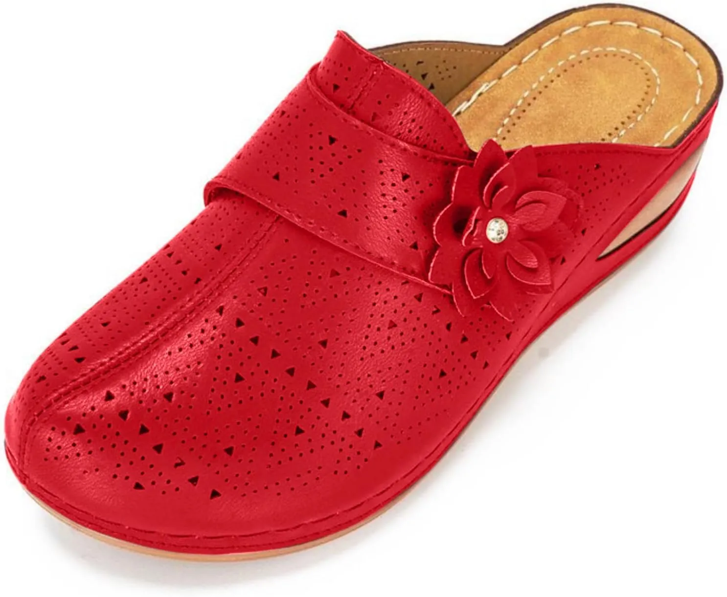 Clogs for Women Mules Shoes Summer Dressy Closed Toe Sandals with Arch Support Backless Low Wedge Slip On Comfortable Walking Shoes