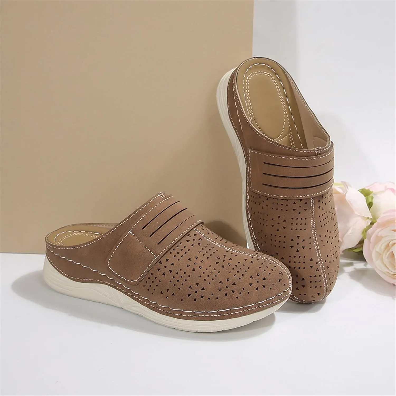 Clogs for Women Slip On Mules Closed Toe Arch Support Sandals Summer Casual Comfortable Backless Low Wedge Beach Walking Shoes Orthopedic Mule Slippers Dressy Wedges Platform Slides Sandal