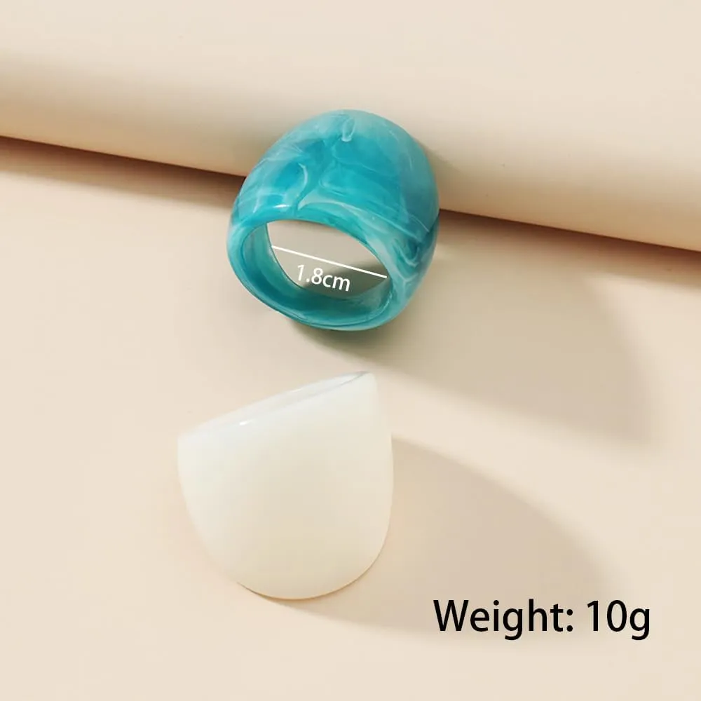 Colorful Chunky Acrylic Wide Band Rings Set,Resin Chunky Knuckle Finger Rings Stackable Rings Y2K Jewelry for Women