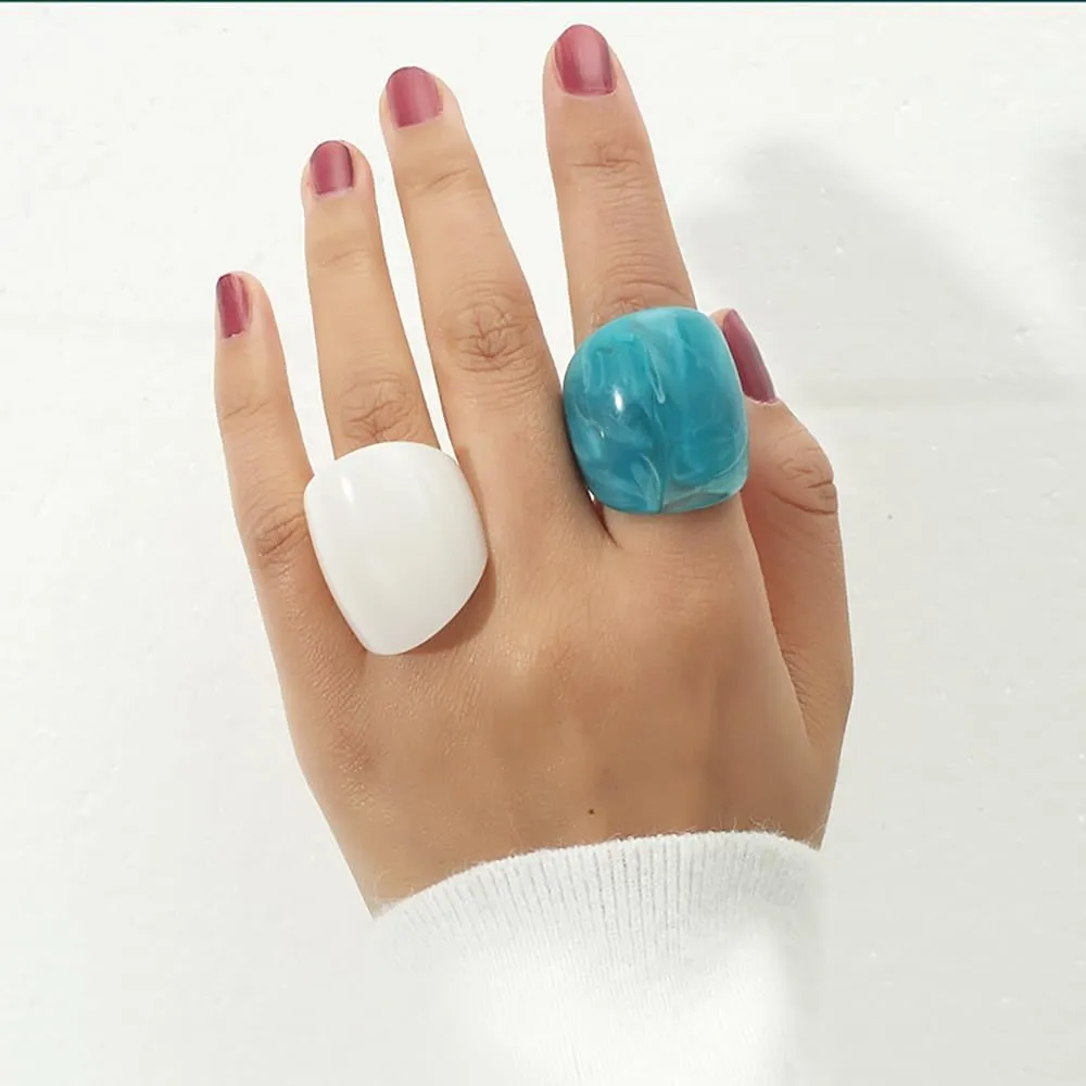 Colorful Chunky Acrylic Wide Band Rings Set,Resin Chunky Knuckle Finger Rings Stackable Rings Y2K Jewelry for Women