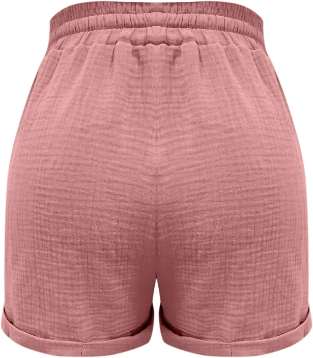 Cotton Linen Shorts for Women Drawstring Elastic High Waist Casual Summer Shorts Lightweight Baggy Comfy Shorts with Pockets