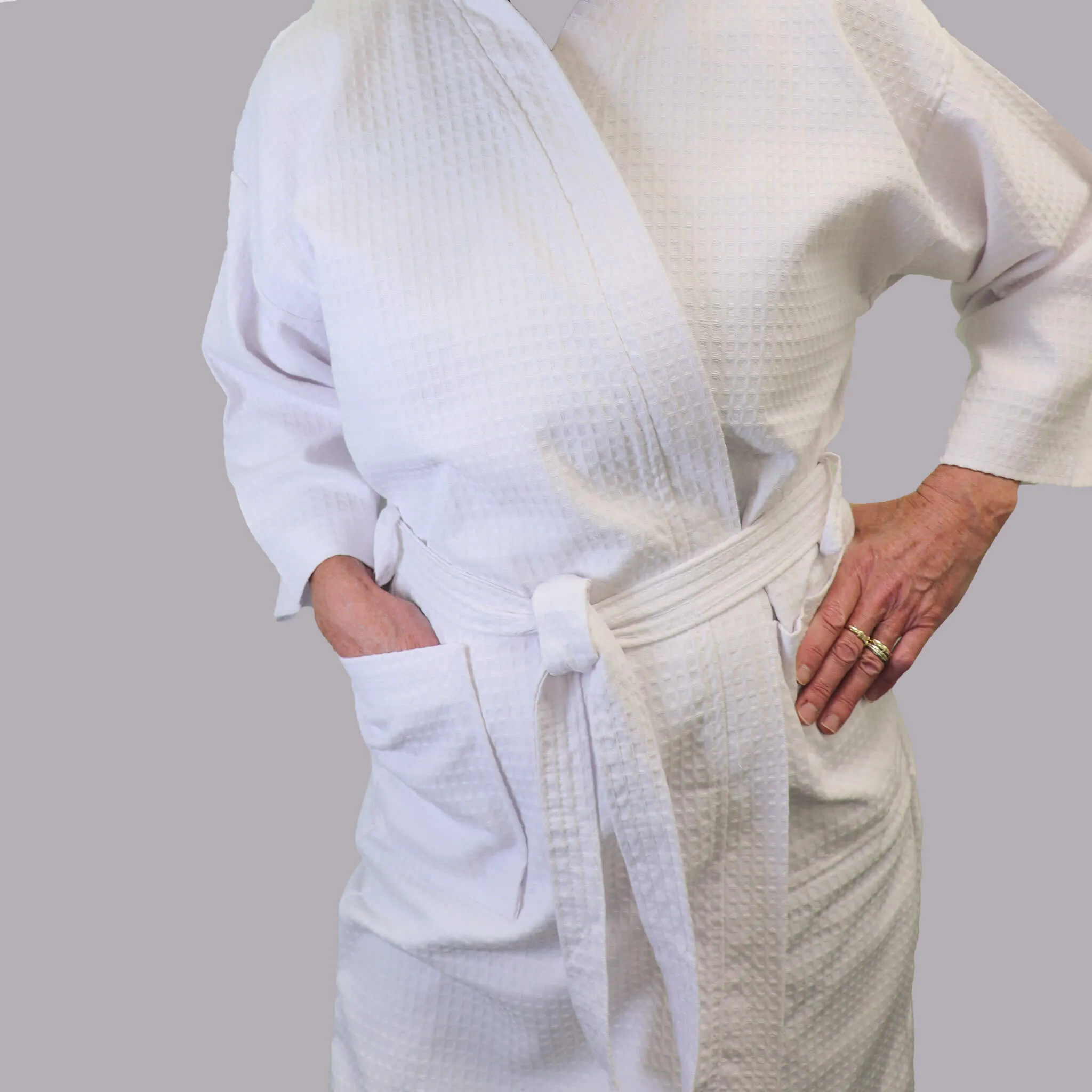 Cotton Waffle Spa Robe with Belt