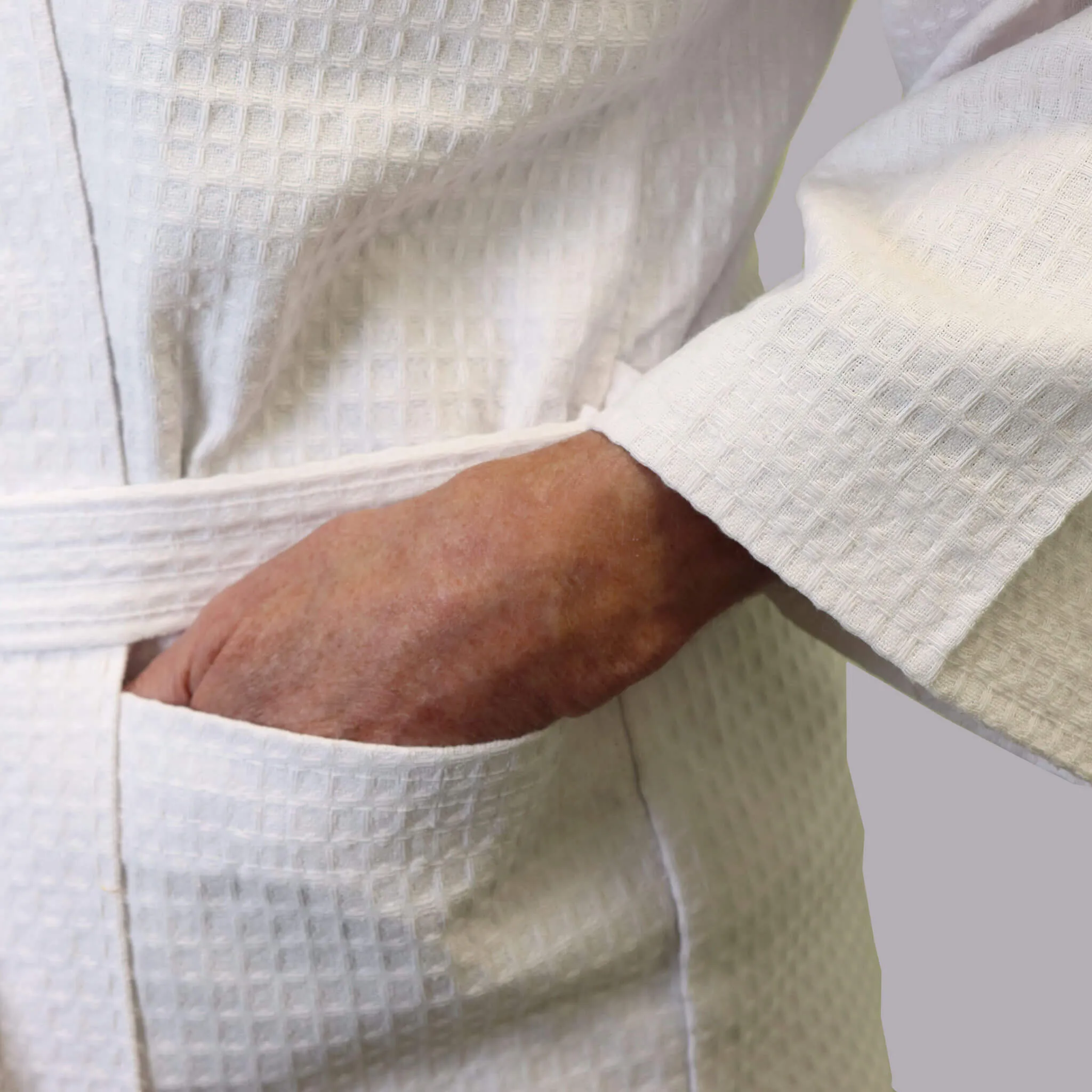 Cotton Waffle Spa Robe with Belt