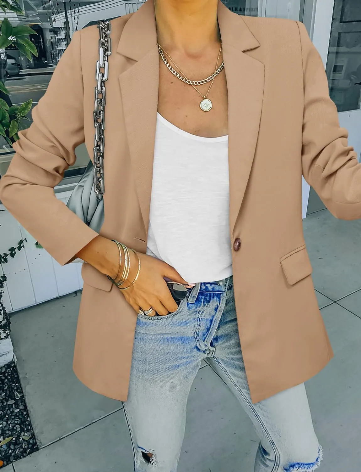 CRAZY GRID Women Business Casual Blazers with Lined Professional Work Suit Jacket with Pockets