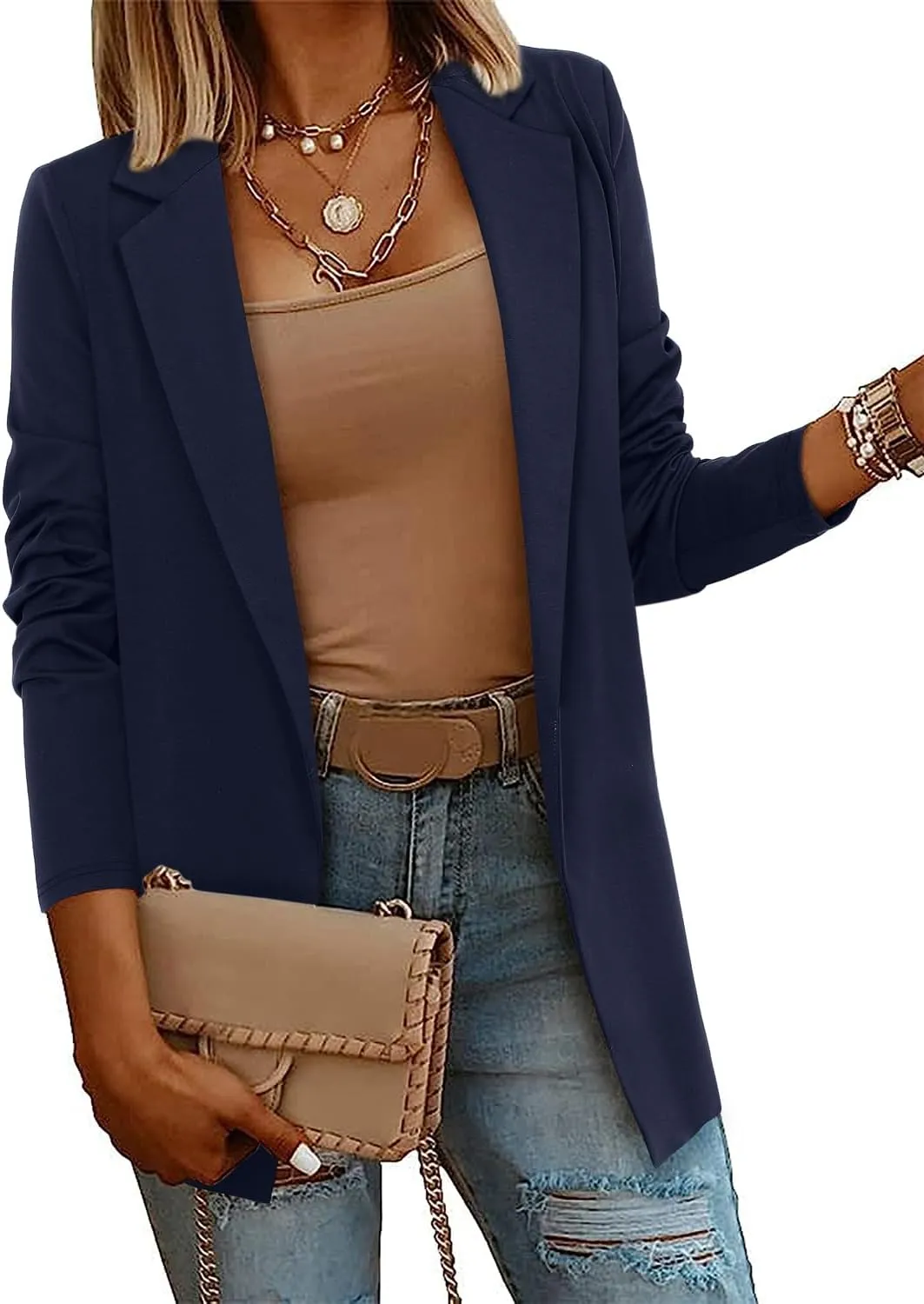 CRAZY GRID Women Casual Blazer Fashion Lightweight with Lined Professional Work Office Suit Jacket