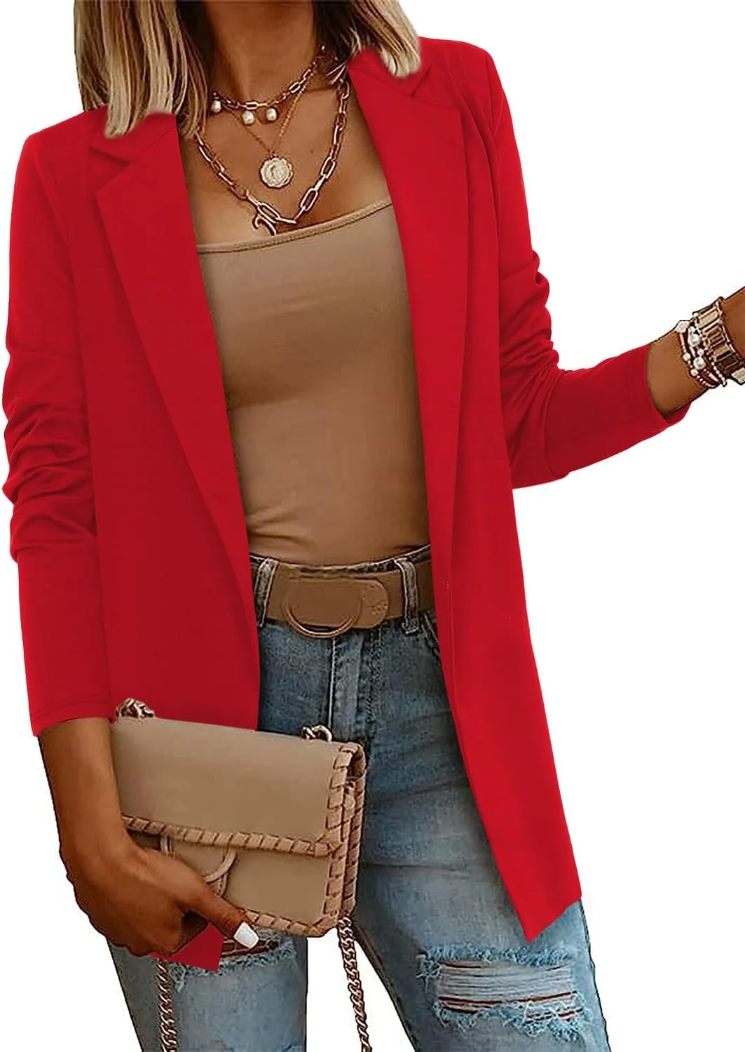 CRAZY GRID Women Casual Blazer Fashion Lightweight with Lined Professional Work Office Suit Jacket