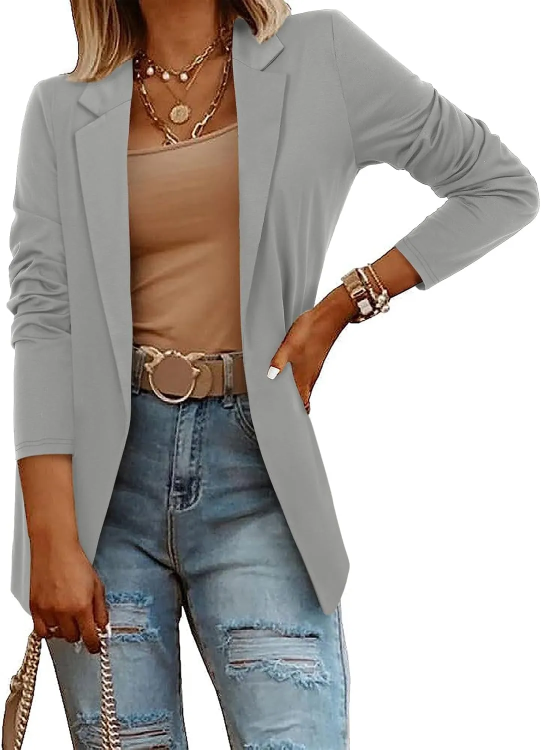 CRAZY GRID Women Casual Blazer Fashion Lightweight with Lined Professional Work Office Suit Jacket