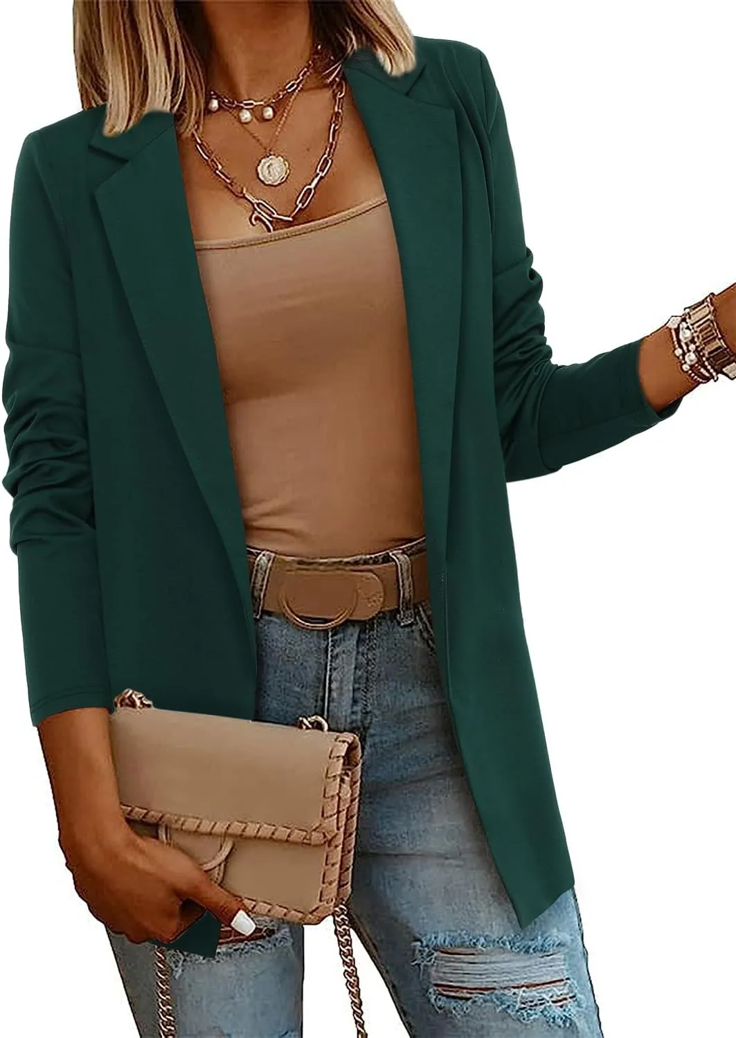 CRAZY GRID Women Casual Blazer Fashion Lightweight with Lined Professional Work Office Suit Jacket