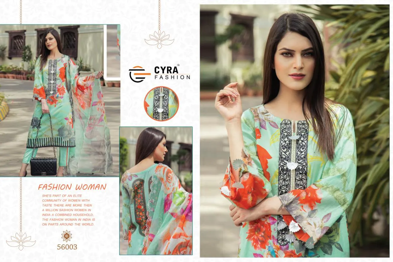 Cyra Fashion Launched Anabia Jam Cotton Embroidery Work Casual Wear Salwar Suits