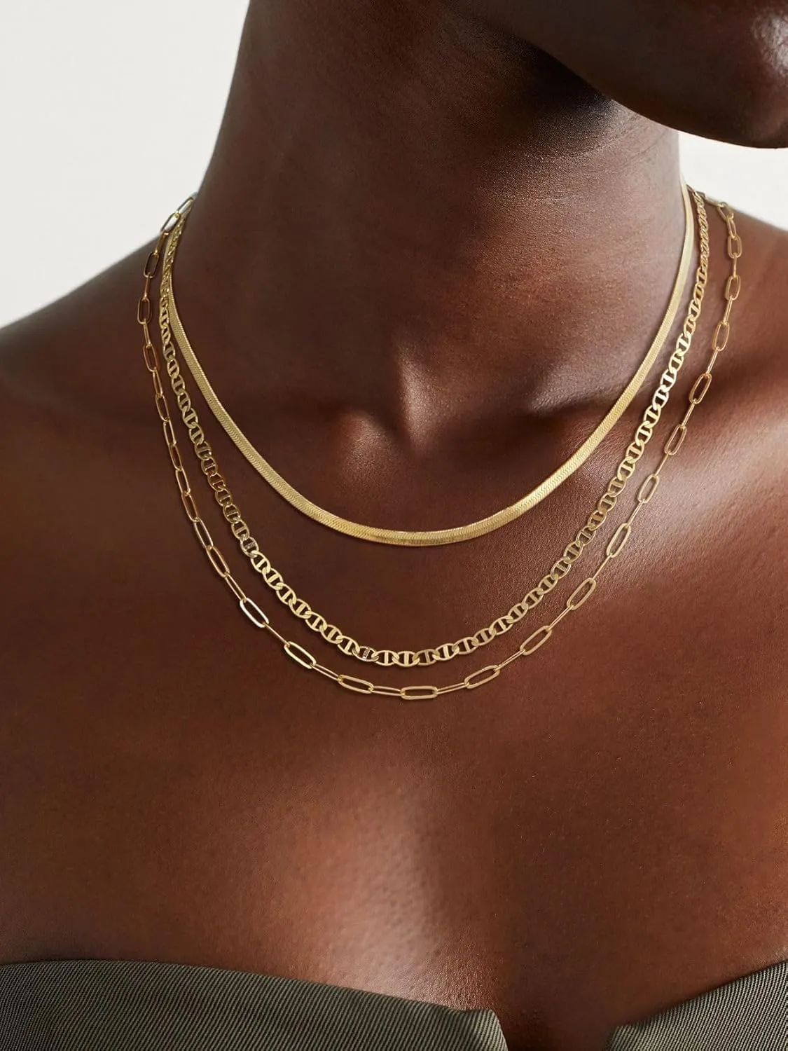 Dainty Gold/Sliver Layered Necklaces for Women,14K Gold/Sterling Silver Plated Paperclip Cuban Satellite Twisted Rope Chain Choker Necklaces Hypoallergenic Jewelry Gift for Women Non Tarnish