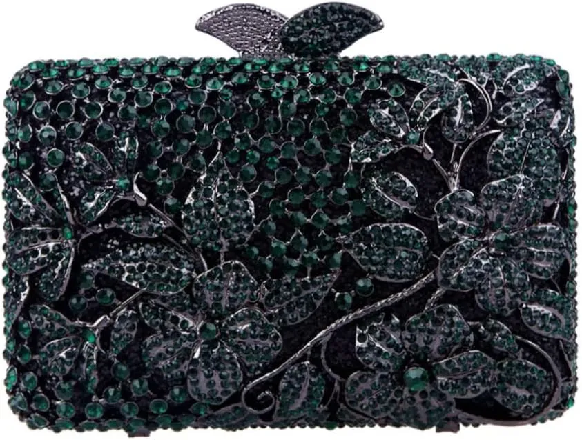 Dazzling Flower Rhinestone Evening Bag Wedding Cocktail Party Clutch Handbags Elegant Women Crystal Purses