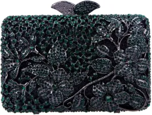 Dazzling Flower Rhinestone Evening Bag Wedding Cocktail Party Clutch Handbags Elegant Women Crystal Purses
