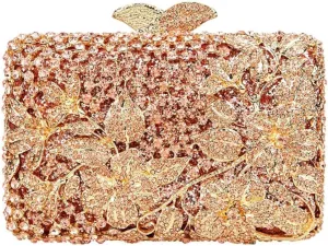 Dazzling Flower Rhinestone Evening Bag Wedding Cocktail Party Clutch Handbags Elegant Women Crystal Purses