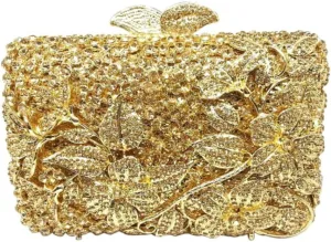 Dazzling Flower Rhinestone Evening Bag Wedding Cocktail Party Clutch Handbags Elegant Women Crystal Purses